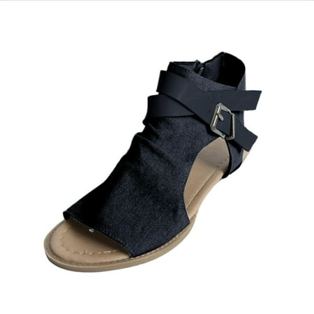 

Women S Sandals Fashion Casual Fish Mouth Hollow Low Heel Flat Large Size Women S Shoes