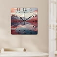 thumbnail image 4 of 10 Inch Wall Clock Battery Operated Square Clock for Office, Kitchen, Outdoor, Living Room,Nature Scene Red Peaks Over Calm High Mountain Lake Design, 4 of 4