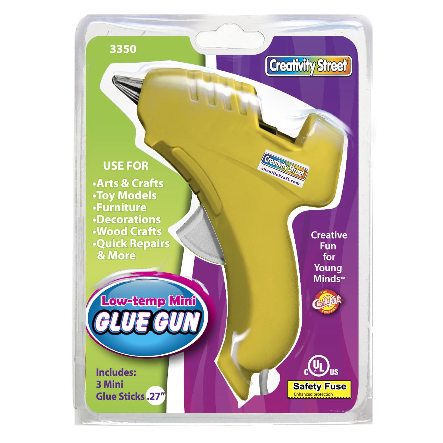 Creativity Street Low-Temp Mini Glue Gun, Yellow, 5.5" x 4", 1 Glue Gun + 3 Glue Sticks Per Pack, 2 Packs