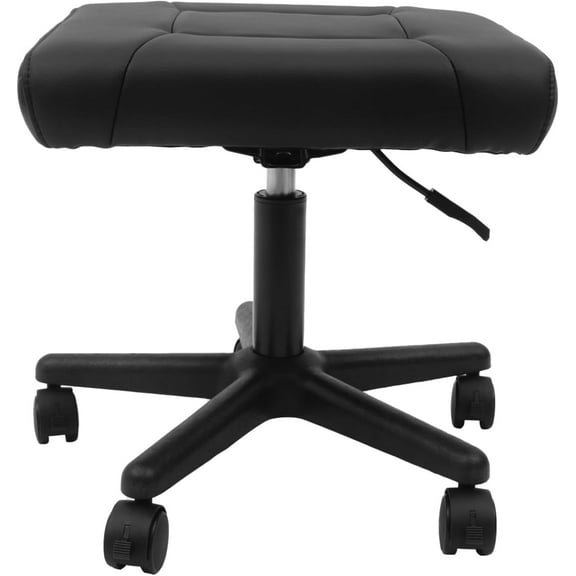 Footrest Stool Under Desk, Adjustable Height Under Desk Leg Rest Ottoman Swivel Rolling Stool Chair with 360°Rolling Lockable Wheels for Gaming, Home Office, Load-Bearing Capacity 220.46lbs, Black