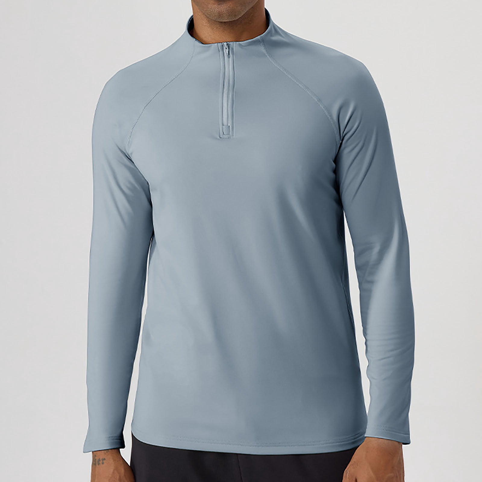 Paiwinds Men's Sports Performance Top, Moisture-Wicking Polyester/Spandex, Round Neck Long Sleeve Fitness Shirt in Beige