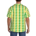 thumbnail image 3 of Fotbe yellow and green houndstooth Print Short Sleeve Button Down Shirts for Men Casual Summer Beach Wrinkle Free Shirt-Medium, 3 of 5