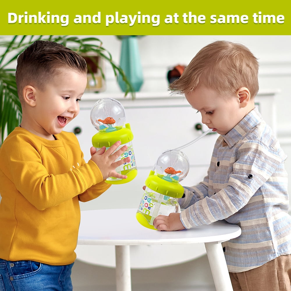 Sippy Cup with Straw Spill Proof Weighted Straw Cup for Toddlers with Handles Whale Squirt Water Cup for Baby Drinking Tritan Water Bottle BPA Free Trainer Sippy Cups for 1+ Year Old(7.7oz)