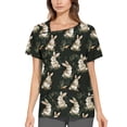 thumbnail image 2 of Plus Size Scrubs，Scrubs for Women Trendy Easter Printing Plus Size Scrubs Tops Casual V Neck Short Sleeve Uniform with Pocket，Black，XXL, 2 of 5