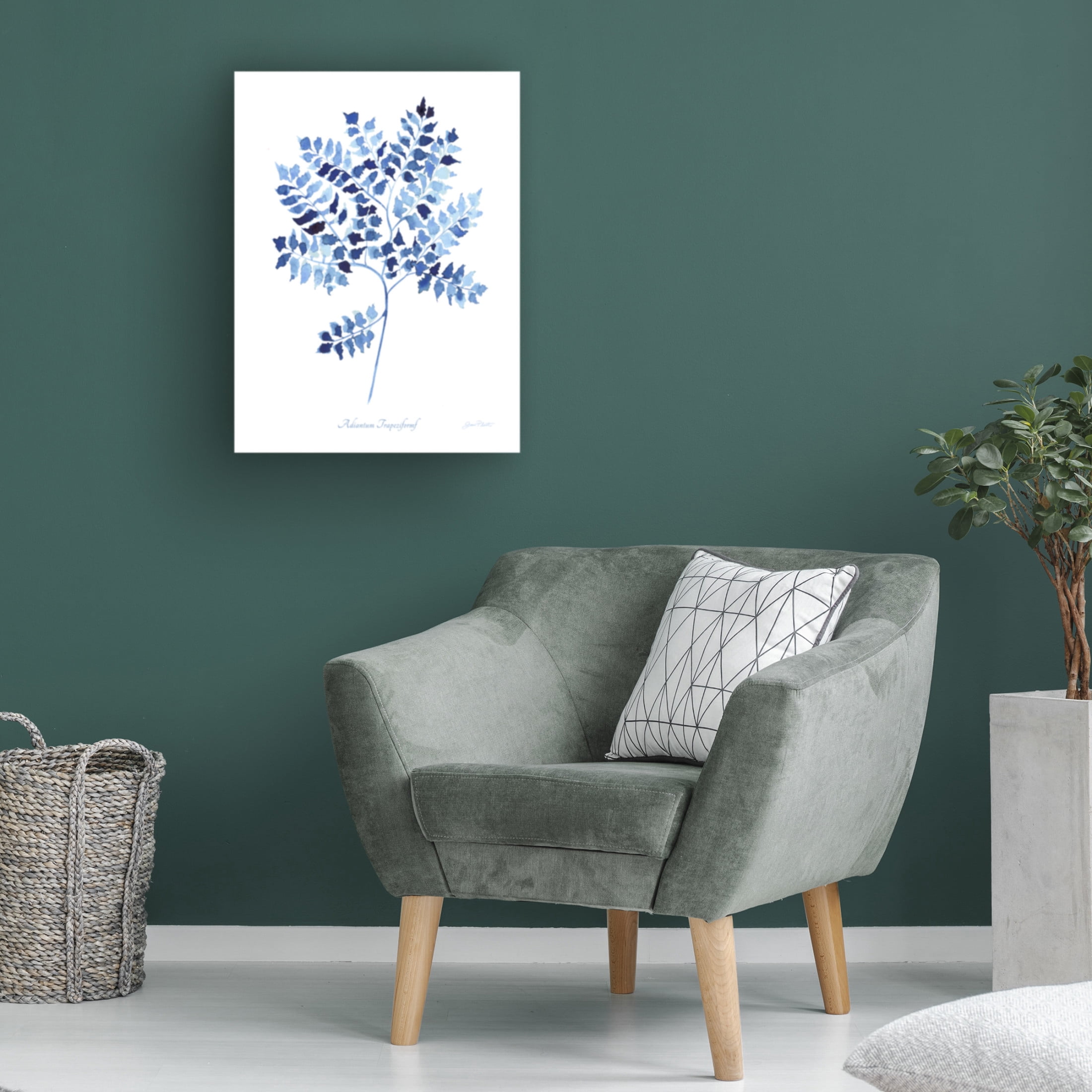Canvas Wall Art - Jean Plout 'Indigo Botanical 12' Wall Art for Living Room, Bedroom, or Office Décor by Trademark Fine Art - 14 x 19 Inches