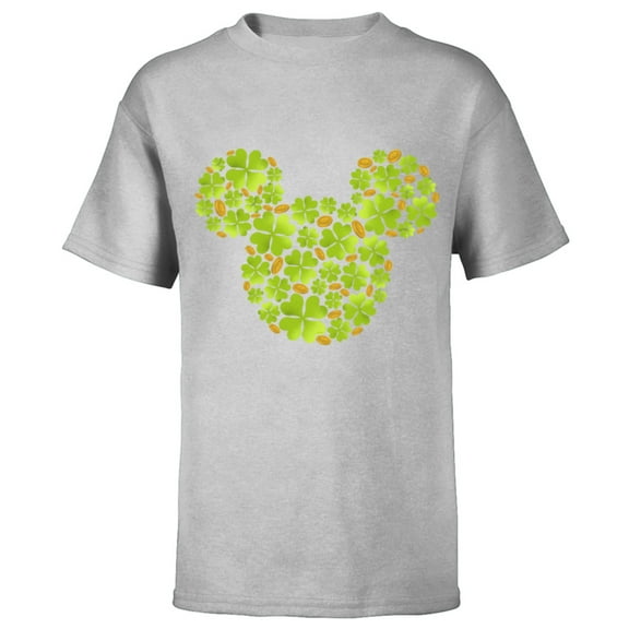 Disney Mickey Mouse Icon Lucky Shamrock St. Patrick’s Day - Short Sleeve T-Shirt for Kids - Customized-Athletic Heather