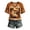 41# Coffee, variant on Women's Fall Football Shirts Pumpkin Maple Leaves Patchwork Print T-Shirt Pumpkin Season V Neck Graphic Tee Ginger L