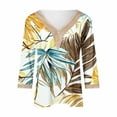 thumbnail image 4 of CYMMPU Loose Fit Lace V Neck T-Shirts Floral Pattern Blouses for Women Dressy Casual Fall Trendy Shirts Spring Tops 3/4 Sleeve Business Elegant Work Tops T-Shirts XXL, 4 of 4