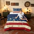thumbnail image 3 of Manfei Vintage Firework Twin Comforter Sets, Patriotic Star Stripes Bedding Set, Red White Blue, Navy Reversible 2 Pieces, 1 Comforter and 1 Pillowcase, 3 of 6