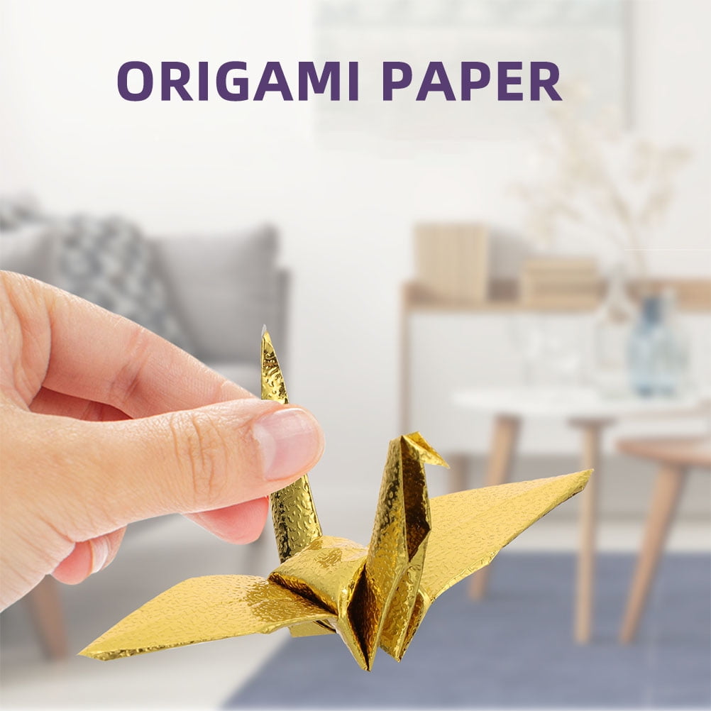 200 Sheets of High-Gloss Origami Paper, Single-Sided Bright Folding Paper for DIY Crafting Lustrous Craft Paper for Crane and Heart, Reflective Origami Sheets