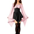 thumbnail image 3 of Huowey Halloween Vampire Women Witch Off Shoulder Gothic Dresses Elegant Cosplay Party Gown Irregular Hem Batwing Sleeve Eye-Catching Photo Dress,Pink,S, 3 of 5