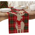 thumbnail image 3 of Christmas Elk Wearing Red Scarf Linen Table Runners Kitchen Dining Table Decor Reusable Dining Table Runner Christmas Decoration, 3 of 4
