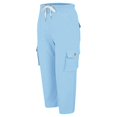 thumbnail image 5 of Capri Pants for Women 2025 High Elastic Waist Drawstring Loose Casual Cago Capris with Pockets Womens Cropped Pants, 5 of 8