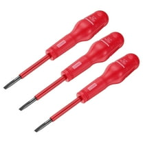 Uxcell 3pcs 1000v Insulated Electrician Screwdriver 5x75mm CR-V Magnetic Slotted Insulation Screwdrivers, Red