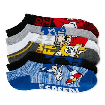 Sonic the Hedgehog, Boys No-Show Socks, 6-Pack, Sizes S-L