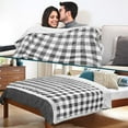 thumbnail image 5 of Buffalo Plaid Sherpa Blanket Throw Twin | Fuzzy White Light Gray Checkered Flannel Fleece Blanket for Couch Bed | Fluffy Warm Soft Plush Microfiber Blanket | 60x80, 5 of 7