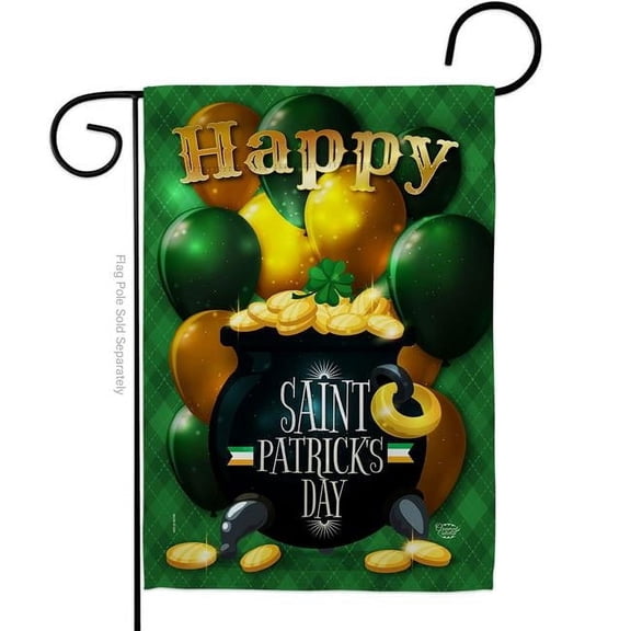 Ornament Collection G192158-BO Lucky Gold Pot Double-Sided Decorative Garden Flag, Multi Color