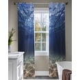 thumbnail image 4 of Navy Blue Ocean Waves Sheer Curtains 63 Inch Length 2 Panels Set for Living Room/Bedroom, Summer Beach Coastal Abstract Kitchen Curtains Grommet Semi-Sheer Curtains Drapes Window Treatments 42"x63"x2, 4 of 7
