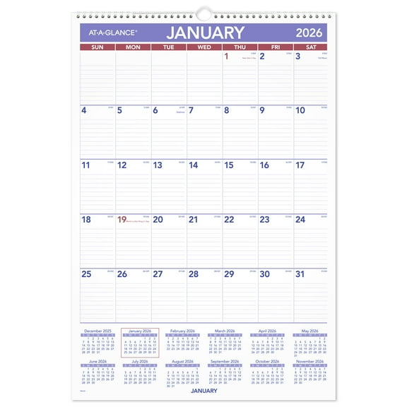 AT-A-GLANCE 2026 Monthly Wall Calendar Large 15 12 x 22 34 - Monthly Wall