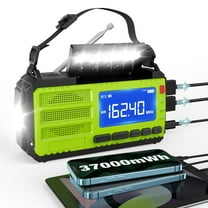 37000mWh Hand Crank Emergency Radio, AM FM NOAA Weather Alert Radio, Portable, Solar, 4 Charging Methods, 3-Mode Flashlight, Reading Lamp, SOS Alarm, Phone Charger for Winter Storm Emergency