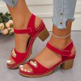 thumbnail image 2 of Dress High Heels Sandals for Women Summer 2025 Trendy Leather Casual Peep Toe Chunky Heeled Dress Sandals, 2 of 6