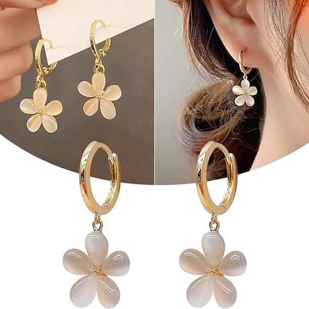 Pendientes de flores de cinco pétalos Pendientes de flores exquisitos Pendientes de flores frescos y versátiles