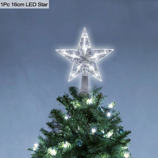 Luces LED de adorno de árbol de estrella de Navidad, lámpara de Estrella Brillante, brillante luz nocturna, adornos superiores de árbol de Navidad, decoración de fiesta en casa de Año Nuevo