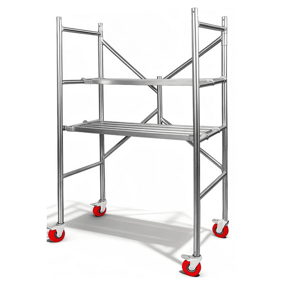 Scaffolding Work Platform, Rolling Scaffolding with Wheels, Scaffold for Building Construction, Interior Painting, Home Improvement(65" Height, 500LBS Capacity, Silver)