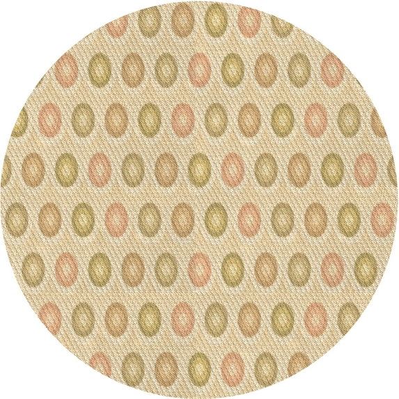 Ahgly Company Indoor Round Patterned Khaki Gold Area Rugs, 8' Round