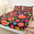 thumbnail image 3 of Castle Fairy Hippie Paisley 4-Piece Full Size Sheets for Teens,Bohemian Flower Bed Sheets,Exotic Style Lightweight Sheet Sets,Ultra Soft Home Decor, 3 of 7