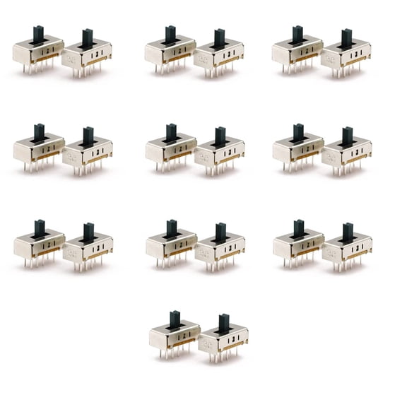Treedix 20PCS 3 Position 8Pin 2P3T Toggle Switch Vertical Slide Switch PCB Panel Vertical Slide Switch 0.5Amp DC30V for Electronic Project