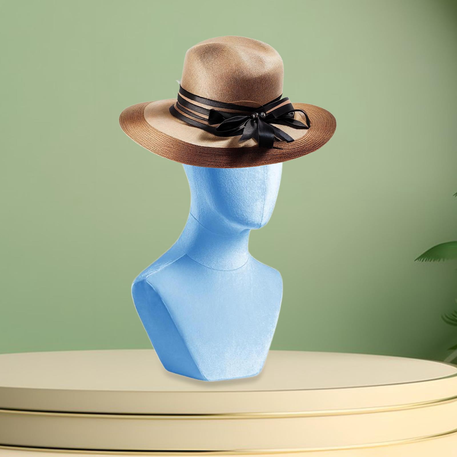 Serenable Mannequin Head Manikin Head Model Stable Base Professional Elegant Holder Hat Display Stand for Jewelry Hair Accessories Blue