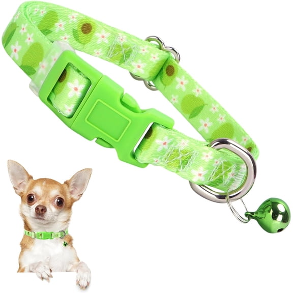 Cute Puppy Collar with Bell-Nylon Dog Collar for Small Breeds, Adjustable XXS XS Tiny Pet Little Dogs Girl Kitten Female Small Animal, for Puppies Purple Flowers