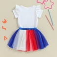 thumbnail image 4 of BemeyourBBs Toddler Girl Fourth of July Outfit 12 18Month 2t 3t 4t USA Tee Shirt+American Flag Tutu Tulle Skirt Set 4th of July Clothes, 4 of 7