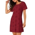 thumbnail image 2 of Balery Christmas Red Snowflakes Pattern Womens Short Sleeve Sleepshirt Scoopneck Cute Nightdress Comfy Nightgown Loungewear Dress, 2 of 6