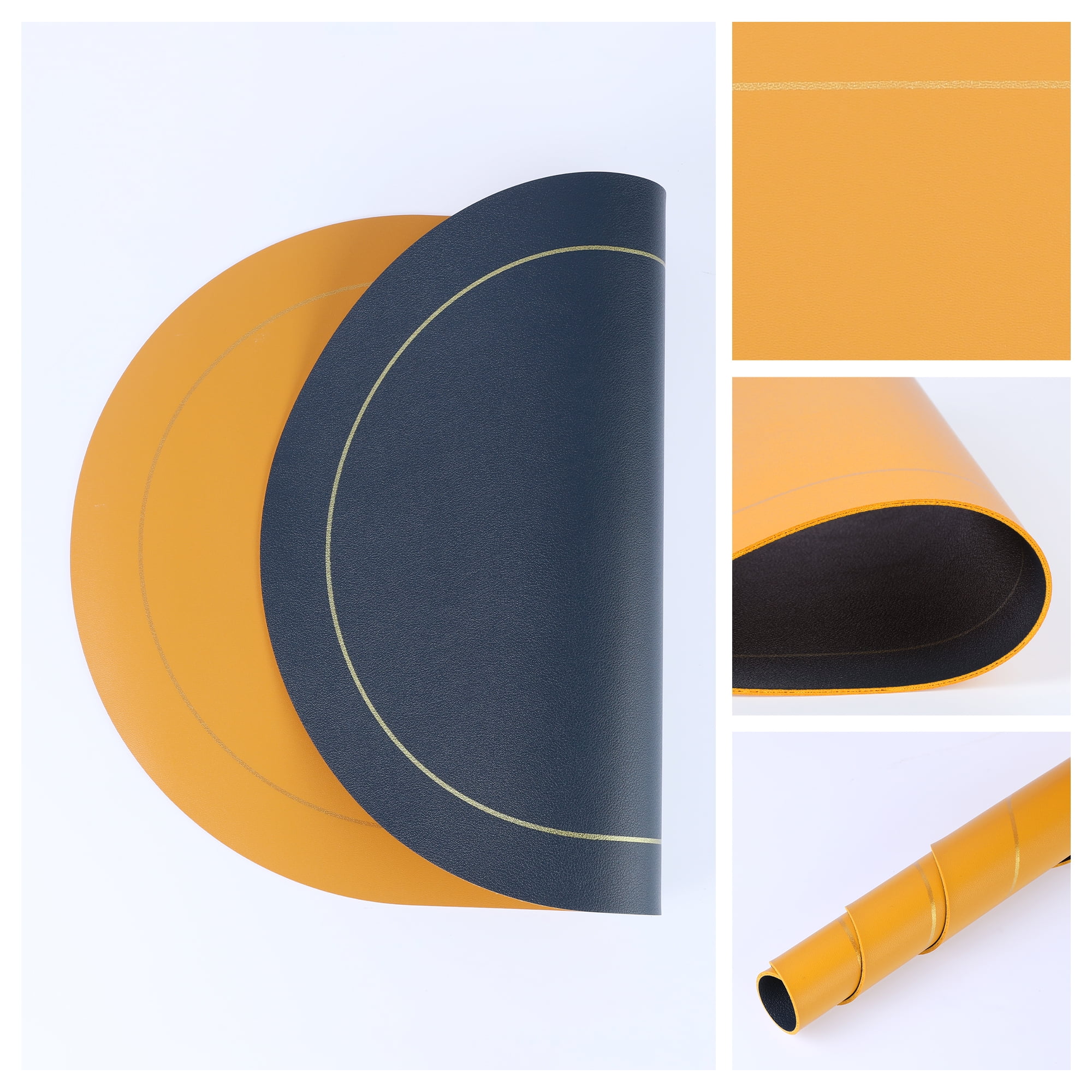 Unique Bargains Faux Leather Placemats for Kitchen Washable Table Placemats Blue Yellow