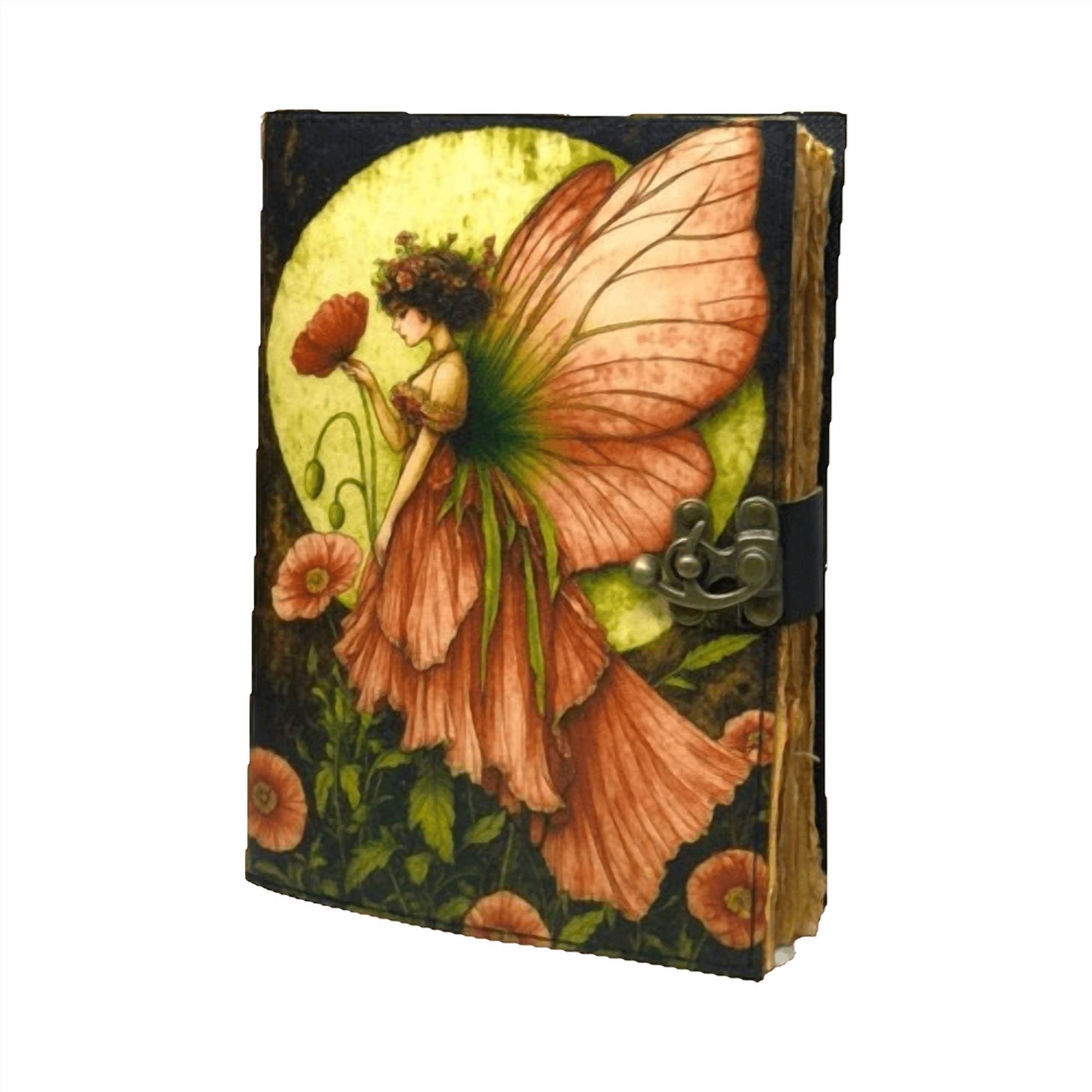 Fairy Leather Grimoire – 200 Pages Book of Shadows, Witchcraft Spellbook, Vintage Wiccan Pagan Gothic Magic Diary,