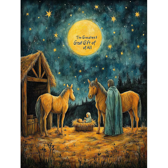 Qisvanset 12x16 Inch Nativity Scene Canvas Wall Art, Christmas Biblical Inspirational Holiday Home Decor
