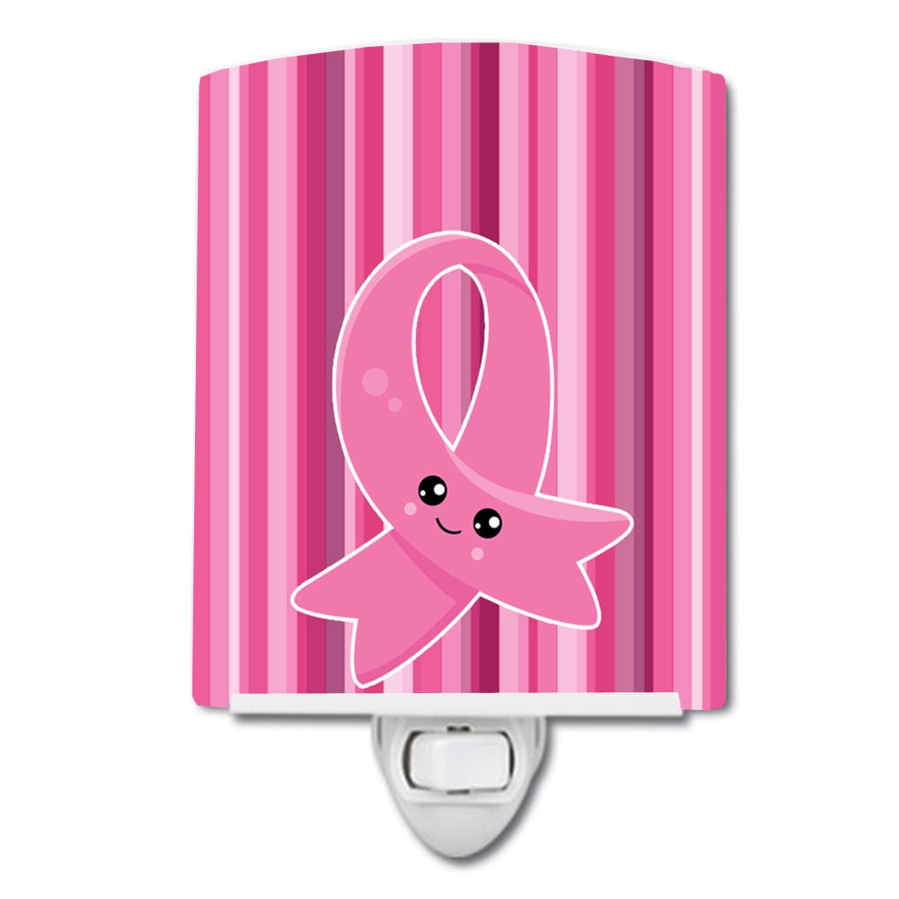 Breast Cancer Awareness Ribbon Face Ceramic Night Light