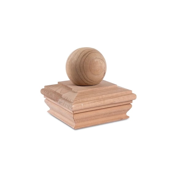Island Post Cap Flat Top Post Cap with 3 in Ball Accent for 3.5 in Wood Posts, Treated Pine Decorative Fence and Deck Post Cap, 1 Piece