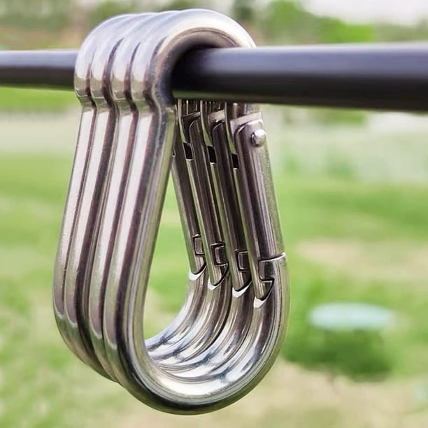 3.15 Inches 4 Inches Stainless Steel Carabiner for Gym Equipment  Connection, mueisuert Heavy Duty Spring Snap Hook Clips Spring Link Buckle  for Gym Exercise, Punching Bags, Fishing, Hiking, Camping 