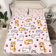 thumbnail image 2 of Feelyou Cute Cat Kitten Twin Sheet Sets, Cartoon Animal Theme Bedding, 3pcs, 2 of 7