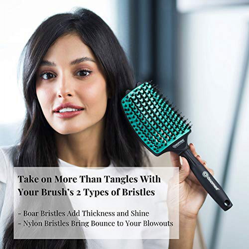 Straight and Curly Hair Detangler Brush – Detangling Brush with Nylon and Boar Bristles for Soft, Smooth, and Shiny Hair – Dry and Wet Detangle Brush with Vents for Fast Drying (Small, Blush)