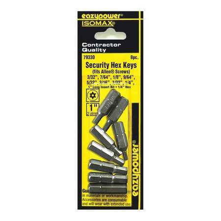 EAZYPOWER 79330 Assorted Security Hex Key Set,1",8 pcs.