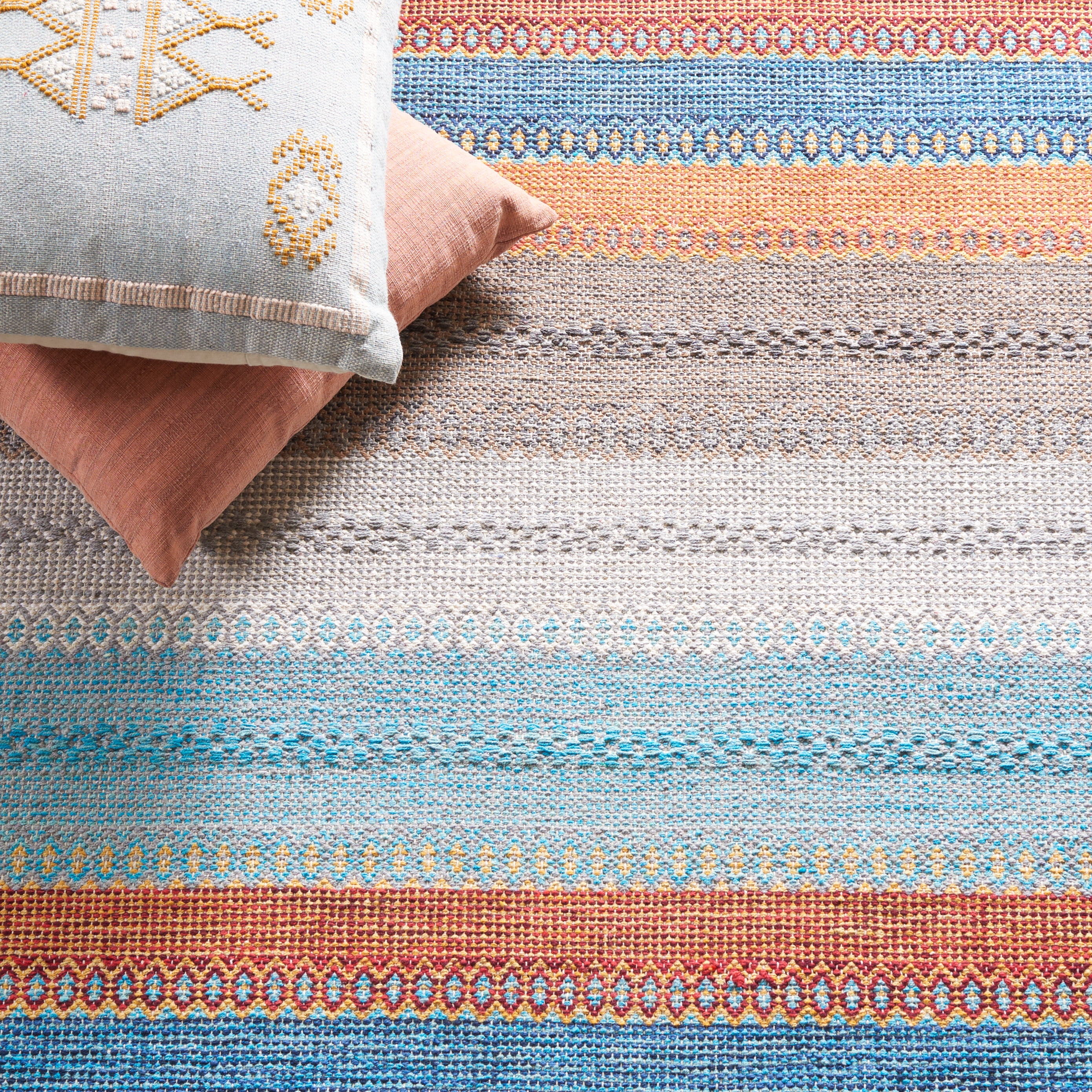 SAFAVIEH Montauk Albine Striped Cotton Area Rug, Grey/Orange, 5' x 8'