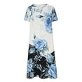 thumbnail image 5 of Summer Saving Wycnly Summer Dresses for Women Vintage Loose Swing Plus Size Tunic Dresses with Pocket 2024 Short Sleeve V-Neck Floral Print Long Formal Dress Blue XXXL, 5 of 6