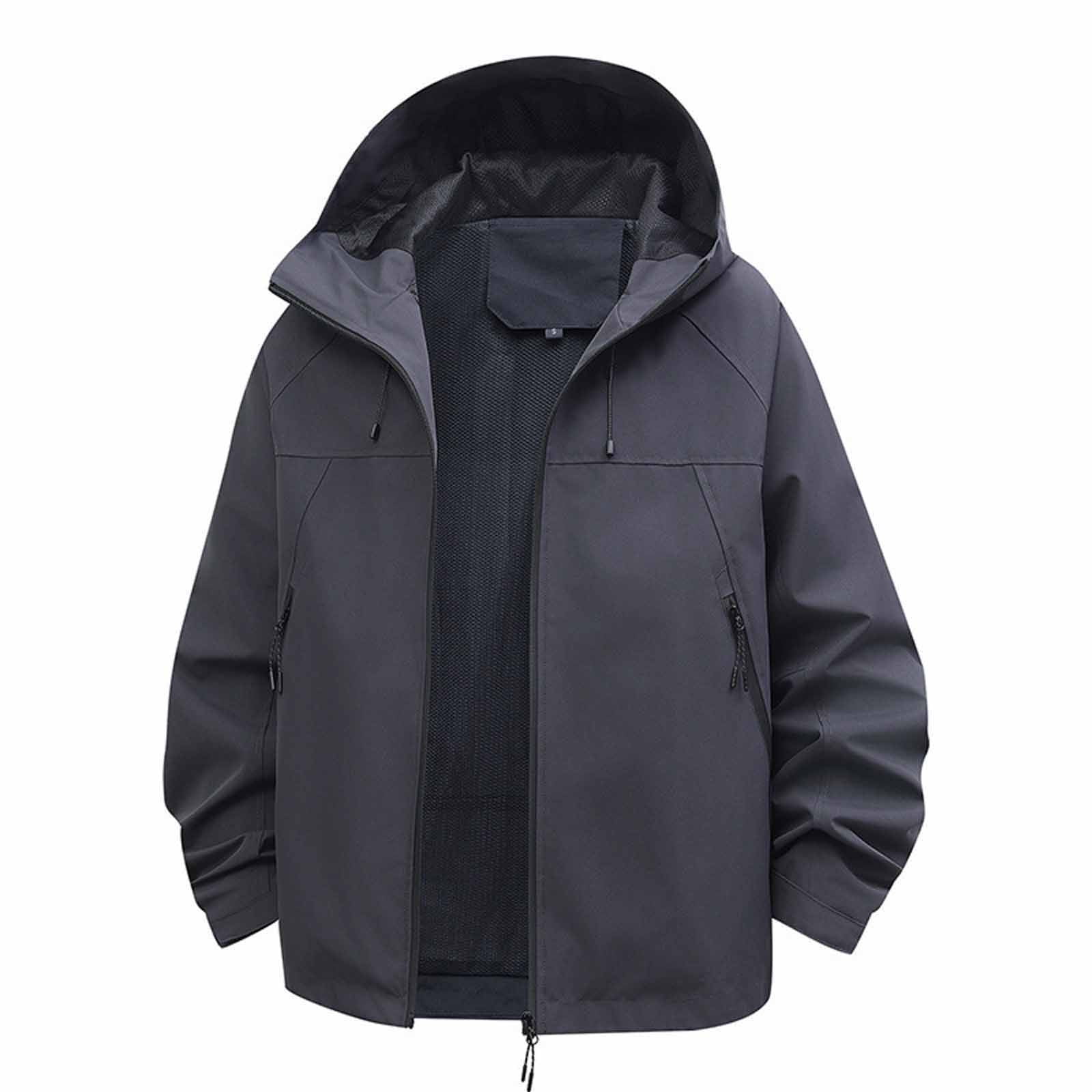 ylioge S-4X Plus Size Women Rain Jackets with Zipper Pockets and Hoodie Long Sleeve Casual Solid Color Zip Up Lightweight Waterproof Hiking Raincoats