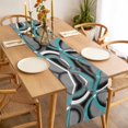 thumbnail image 3 of Turquoise Geometric Table Runner - 70 Inch Long, Kitchen Dining Table Runner Dresser Scarves, Grey Classic Abstract Lines Striped Farmhouse Decor for Coffee Tables Wedding Party Banquet, 3 of 8