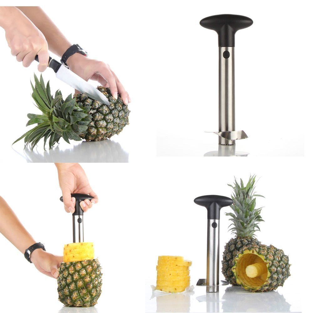 Silver Stainless Steel Pineapple Corer Peeler Stem Remover Blades For