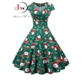 thumbnail image 2 of Vestido de fiesta de Navidad para mujer, manga corta, cuello en V, elegante estampado Vintage, vestido veraniego para graduación de Año Nuevo, bata 3XL, 2 of 4